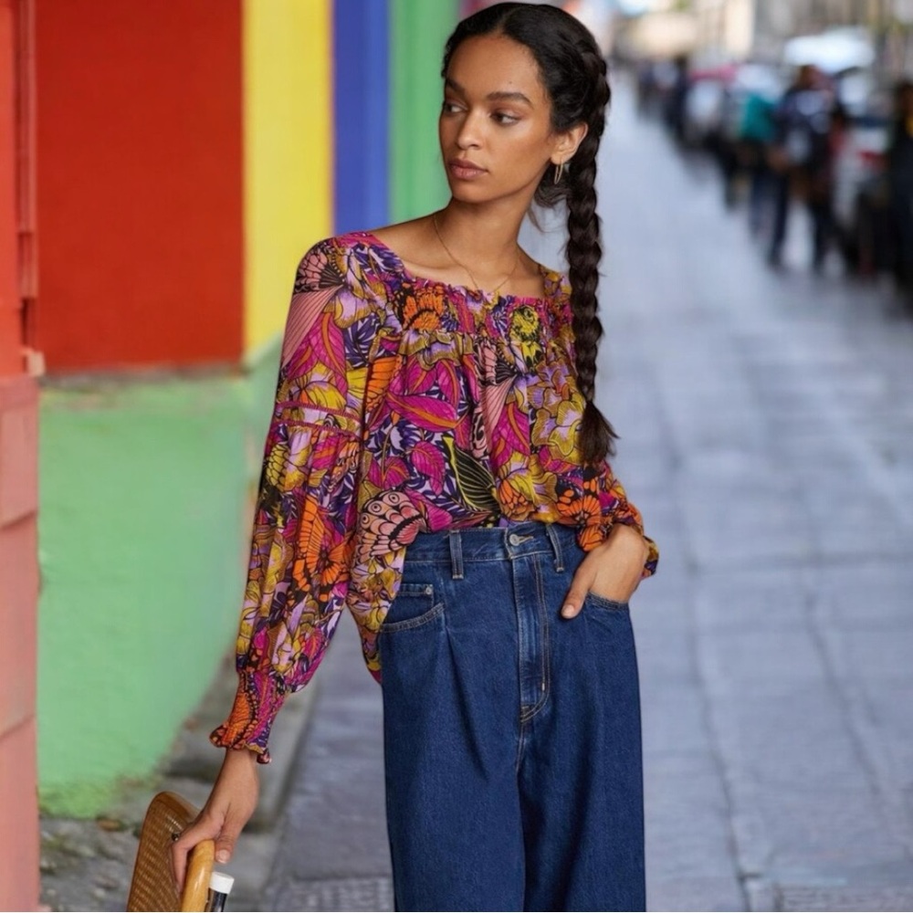 Meadow Rue x Anthropologie | Boho Butterfly Blouse | Size XXS